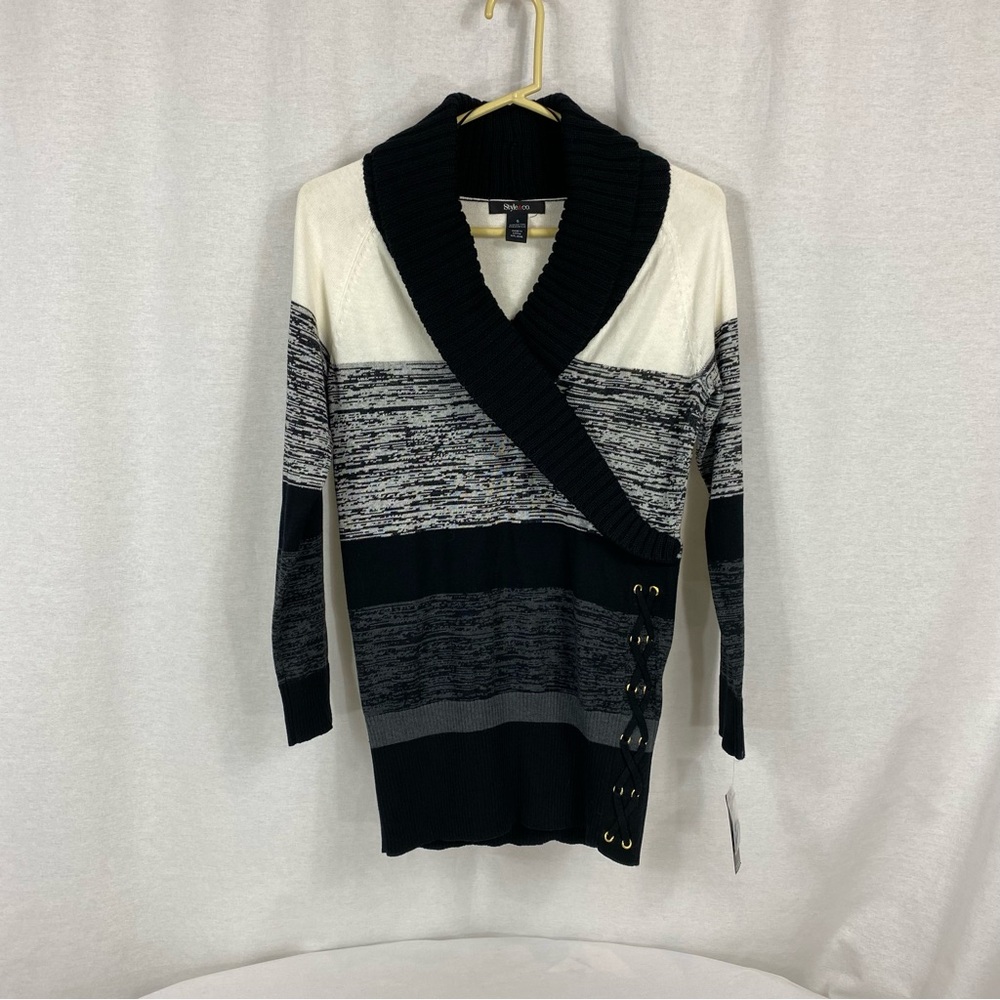 Style & Co. Chic Black and White Striped Sweater NWT